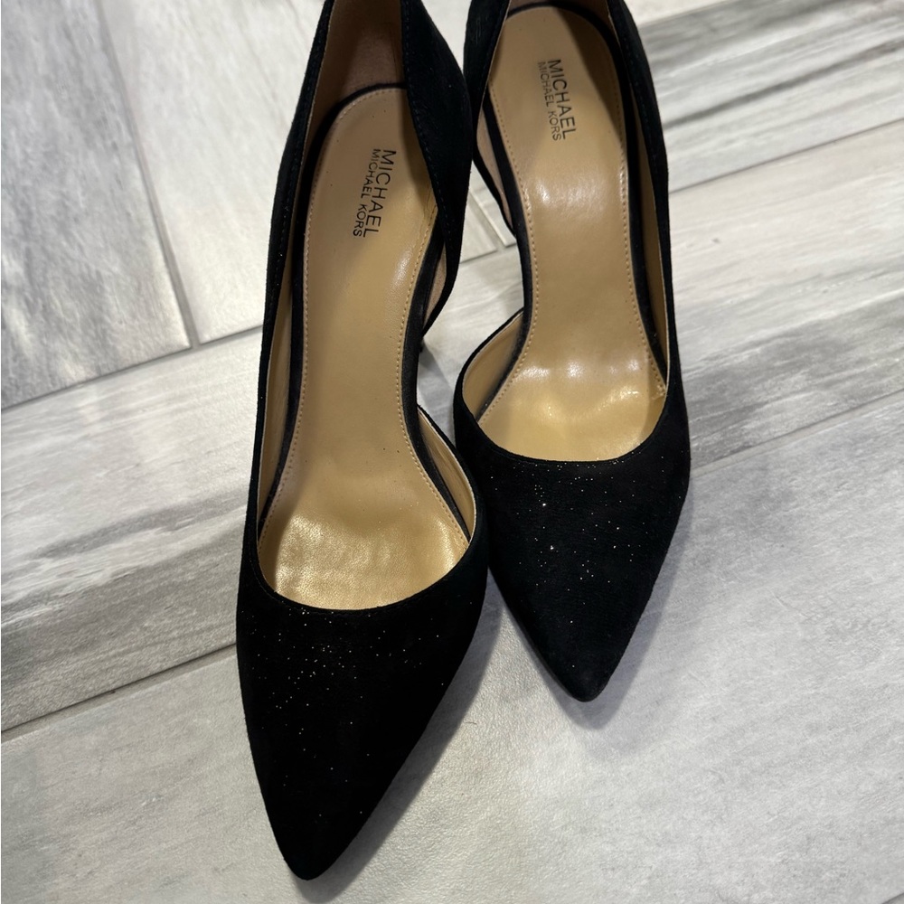 Michael Kors Black Suede Heels Elegant Pointed-Toe